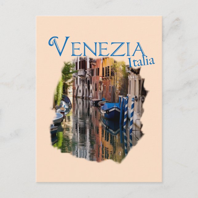 Venezia, Italia: Colourful Canal Postcard (Front)