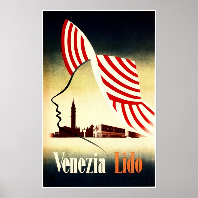 VENEZIA LIDO Venice Vintage Italy Travel Poster (Front)