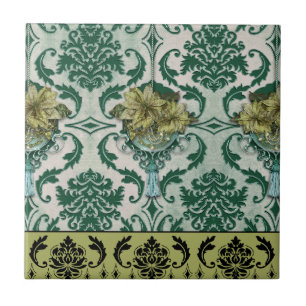 VENEZIA POINSETTIA in Teal & Green Tile