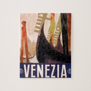 Venezia, Venice, Italy Gondolas Vintage Travel Art Jigsaw Puzzle