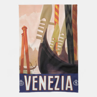 Venezia, Venice, Italy Gondolas Vintage Travel Art Tea Towel