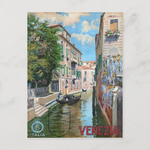 Venezia Venice Italy, Vintage Travel Poster Postcard