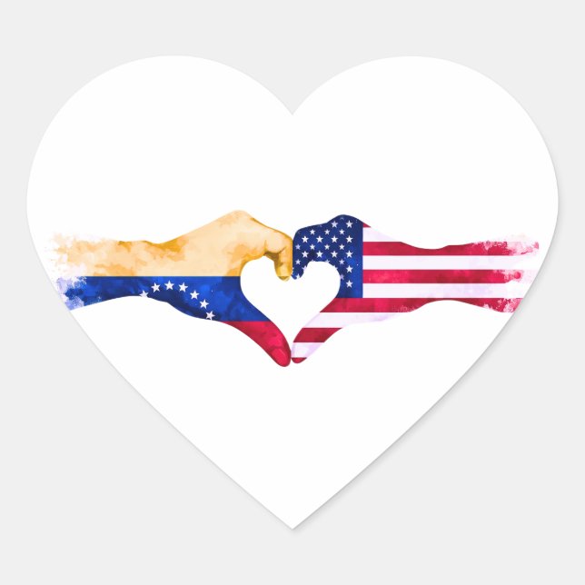 🇻 ❤️ 🇺 🇸 "Venezolano in the USA" Heart Sticker (Front)