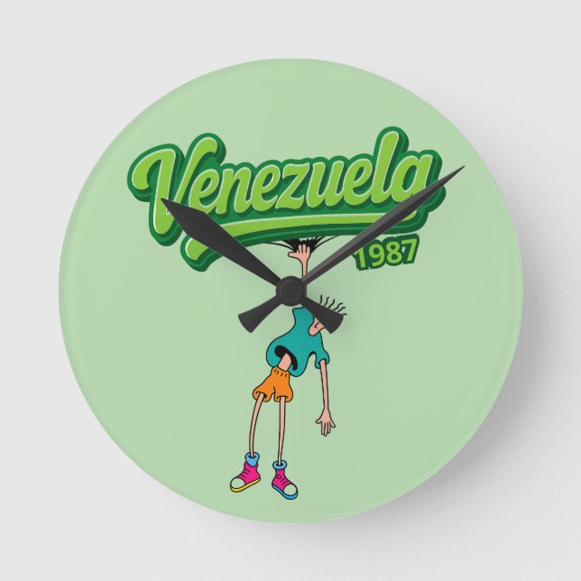 Venezuela 1987 Design – Retro 80s Style  Round Clock (Front)