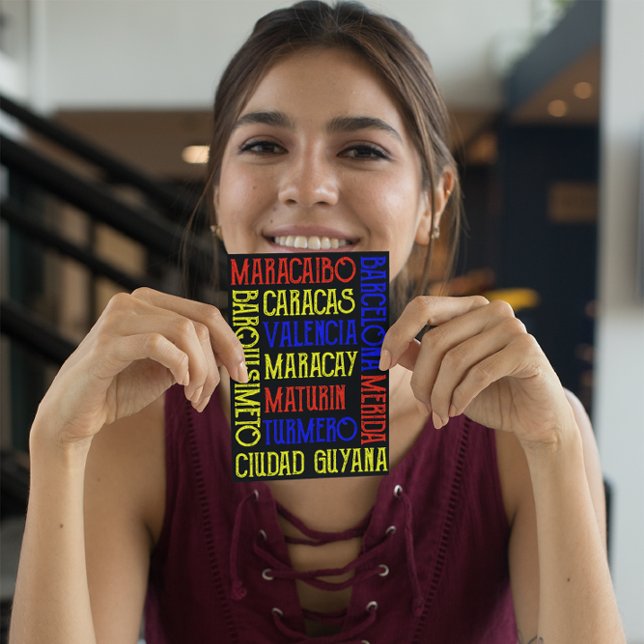 Venezuela Caracas City Names Postcard (Venezuela Flag City Names Postcard)
