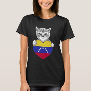 Venezuela Cat Heart Venezuelan Roots Kitten Flag P T-Shirt