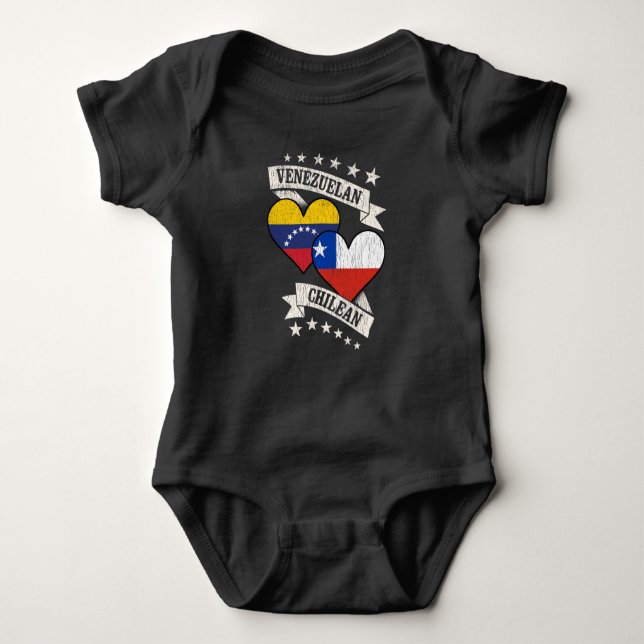 Venezuela Chilean Heart Flags Venezuela Chile Baby Bodysuit (Front)