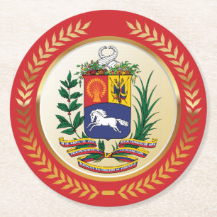 Venezuela Coat of Arms Round Paper Coaster