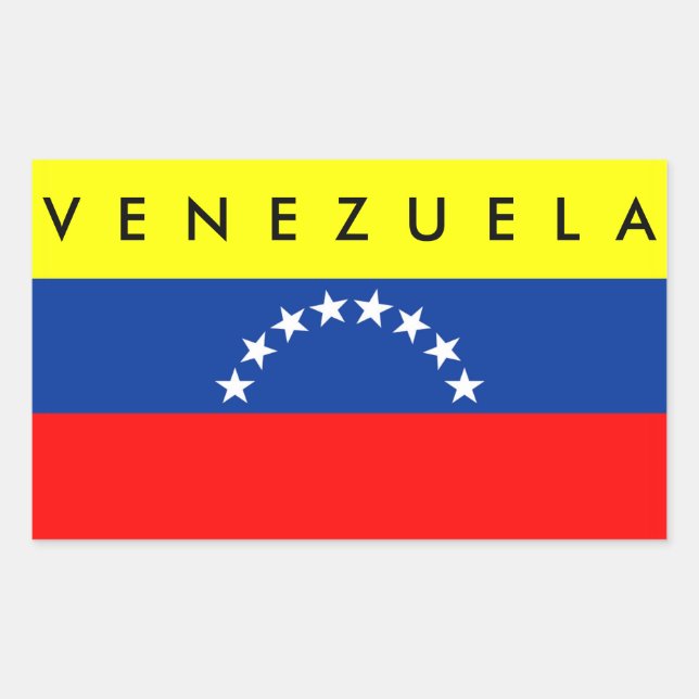 venezuela country flag nation symbol name text rectangular sticker (Front)