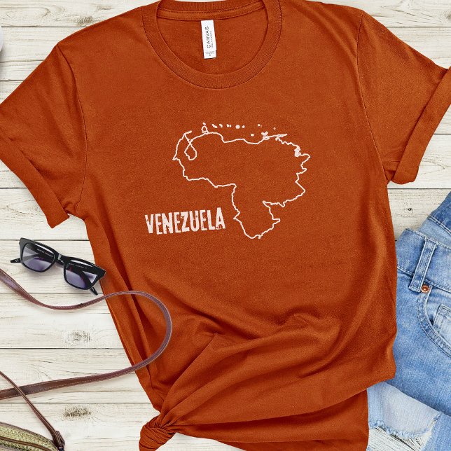 Venezuela Country Map Venezuelan Border Line Shape T-Shirt (Creator Uploaded)