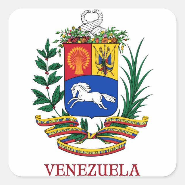 VENEZUELA - emblem/coat of arms/flag/symbol Square Sticker (Front)
