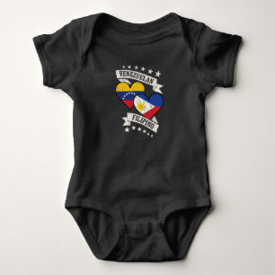 Venezuela Filipino Heart Flags Venezuela Philippin Baby Bodysuit