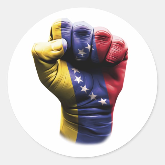 Venezuela Fist Flag Classic Round Sticker (Front)