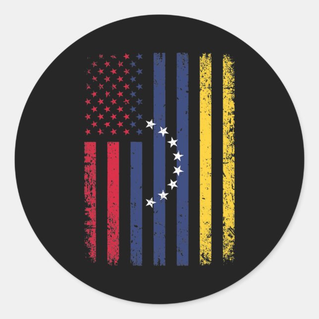 Venezuela Flag 4th of July USA Venezuelan Flag  Classic Round Sticker (Front)
