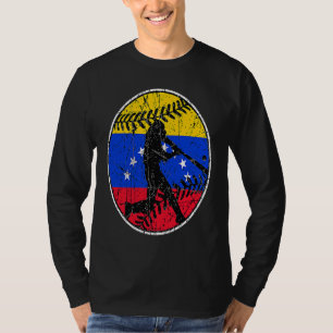 Venezuela Flag Baseball Hitter Venezuelan Flag T-Shirt
