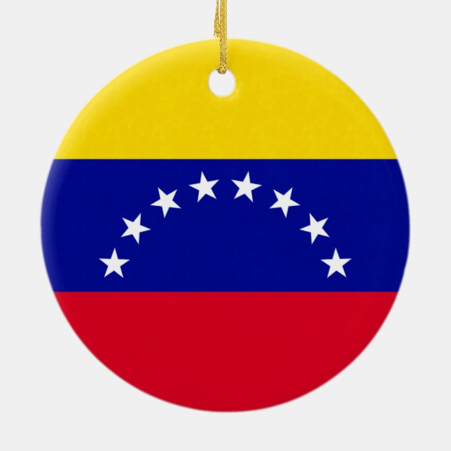 Venezuela Flag Ceramic Tree Decoration (Back)