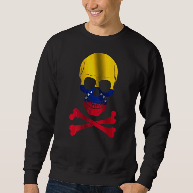 Venezuela Flag Design Skull Flag Venezuela Sweatshirt (Front)
