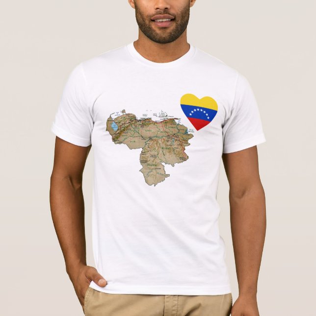 Venezuela Flag Heart and Map T-Shirt (Front)