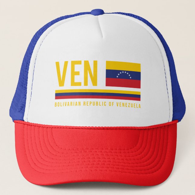 Venezuela Flag & ISO Code Alpha 3 Design Trucker Hat (Front)