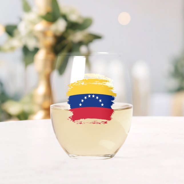 Venezuela flag stemless wine glass (Insitu (Wedding))