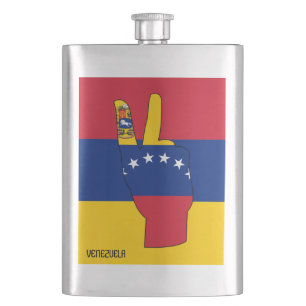 Venezuela Flag Victory Sign Patriotic Hip Flask