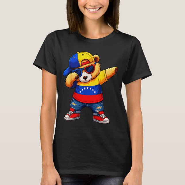 Venezuela Hispanic Heritage Venezuelan Bear Dabbin T-Shirt (Front)
