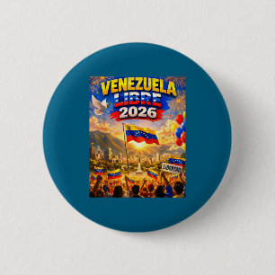 Venezuela Libre 2026 Venezuela Heart Flag 6 Cm Round Badge