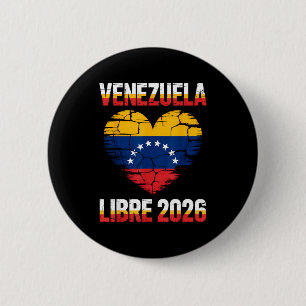 Venezuela Libre 2026 Venezuela Heart Flag  6 Cm Round Badge