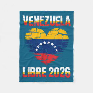 Venezuela Libre 2026 Venezuela Heart Flag Fleece Blanket