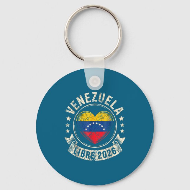 Venezuela Libre 2026 Venezuela Heart Flag  Key Ring (Front)