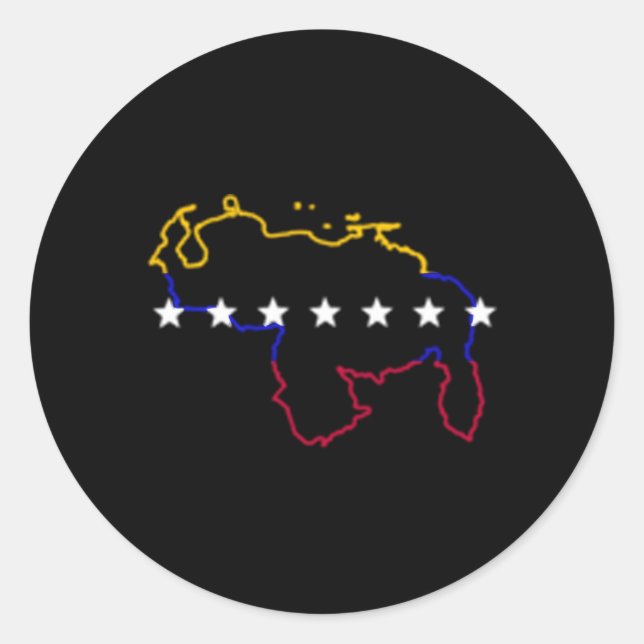 Venezuela Map 7 Stars Flag Classic Round Sticker (Front)