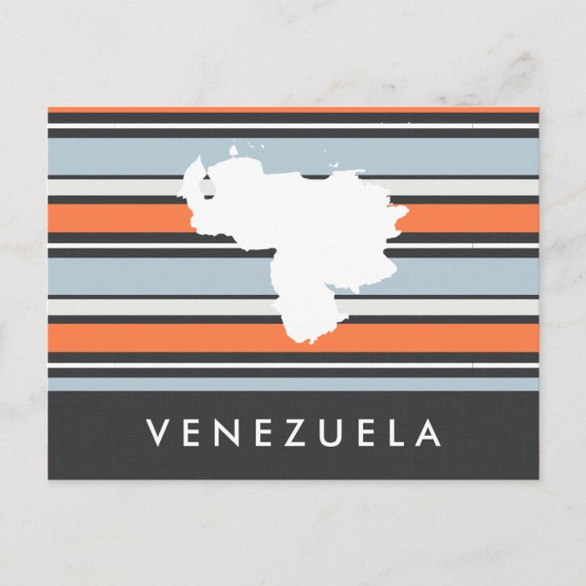 Venezuela Map: Modern Stripes Postcard (Front)