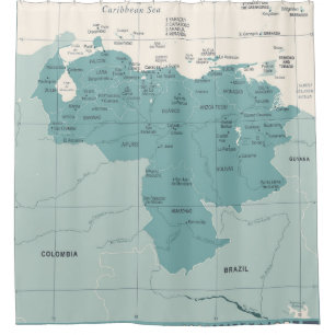 Venezuela Map - Vintage High Detailed vintage Illu Shower Curtain