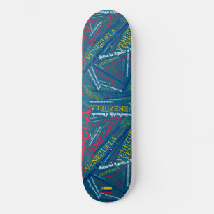 Venezuela National Pride Wordcloud Skateboard
