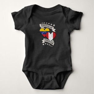 Venezuela Peruvian Heart Flags Venezuela Peru Baby Bodysuit