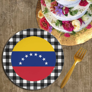 Venezuela Plate, buffalo plaid & Venezuelan Flag Paper Plate