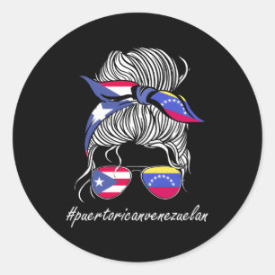 Venezuela Puerto Rico Flag Venezuela Flag Classic Round Sticker
