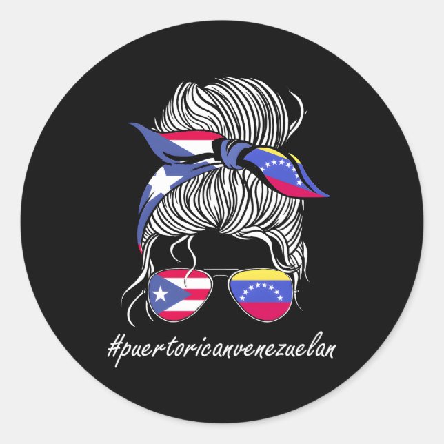 Venezuela Puerto Rico Flag Venezuela Flag Classic Round Sticker (Front)