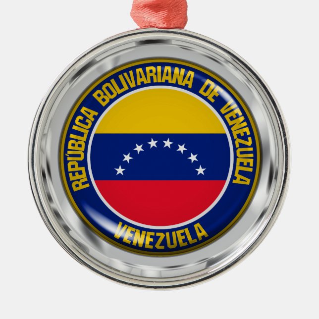 Venezuela Round Emblem Metal Tree Decoration (Front)