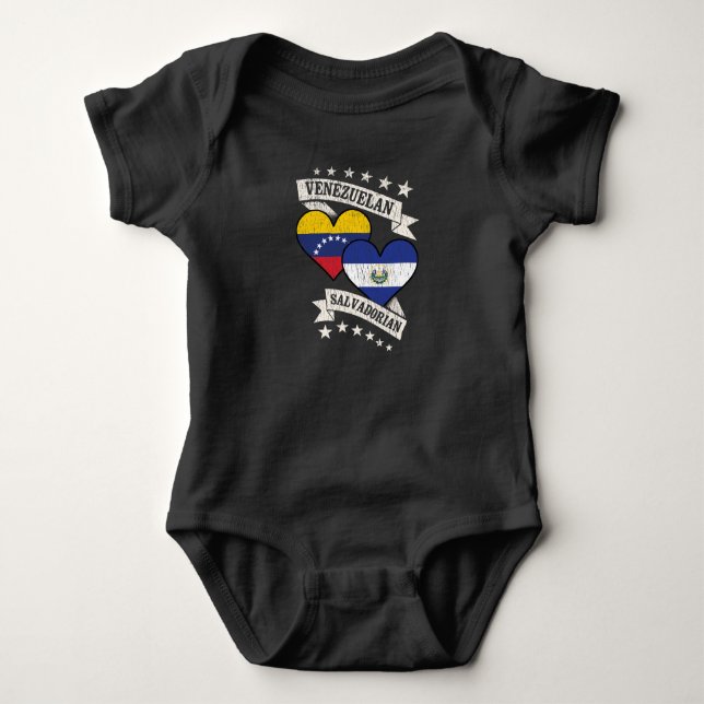 Venezuela Salvadorian Heart Flags Venezuela El Sal Baby Bodysuit (Front)
