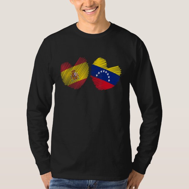 Venezuela Spain Heart Spanish Flag Venezuelan Flag T-Shirt (Front)