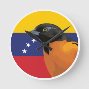 Venezuela Troupial Venezuelan National Animal Flag Round Clock