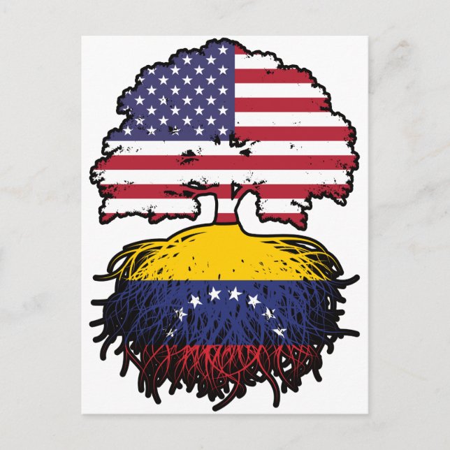 Venezuela Venezuelan American USA Tree Roots Flag Postcard (Front)