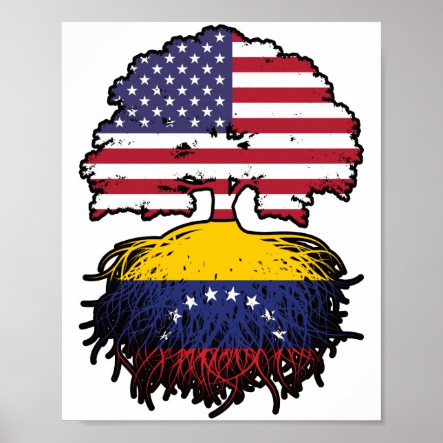 Venezuela Venezuelan American USA Tree Roots Flag Poster (Front)