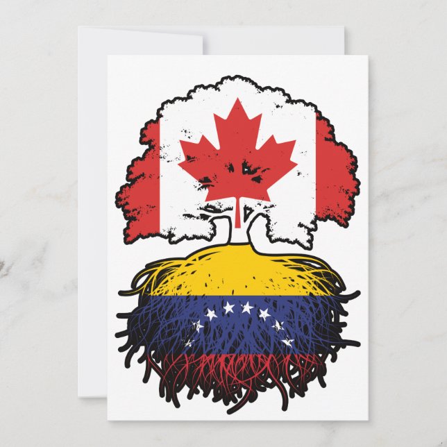 Venezuela Venezuelan Canadian Canada Tree Roots Invitation (Front)