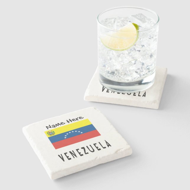 Venezuela Venezuelan Flag Personalised Name  Stone Coaster (Side)
