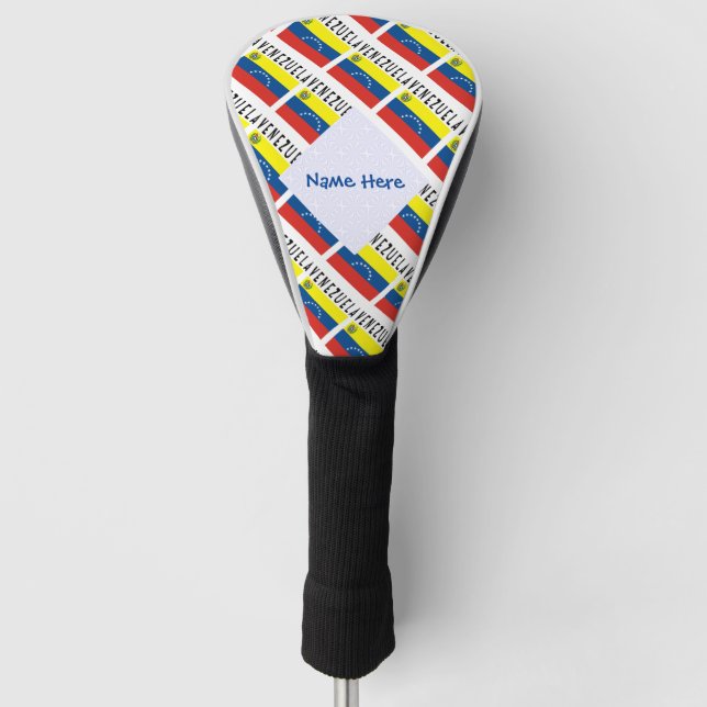 Venezuela Venezuelan Flag Tiled Blue Personalised Golf Head Cover (Front)