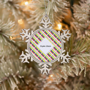Venezuela Venezuelan Flag Tiled Personalised Snowflake Pewter Christmas Ornament