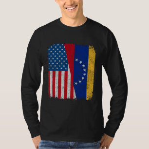 Venezuelan American Flag Half USA Venezuela Root P T-Shirt