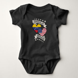 Venezuelan American Heart Flags Venezuela America Baby Bodysuit